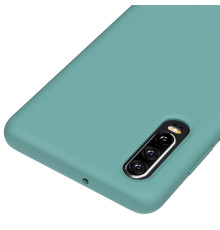 Coque Silicone Gomme Intérieur Façon Velours Huawei P30 - Bleu Méditerranée