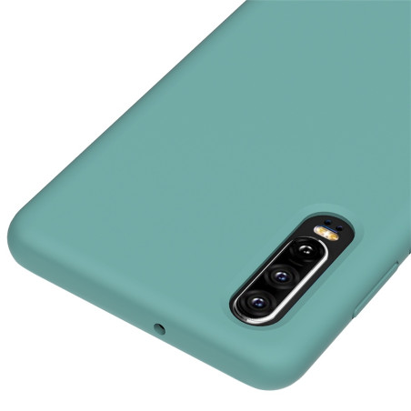 Coque Silicone Gomme Intérieur Façon Velours Huawei P30 - Bleu Méditerranée