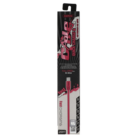 Câble Micro USB REMAX RC-001m Full Speed (Charge Rapide) 2 Métres - Rose