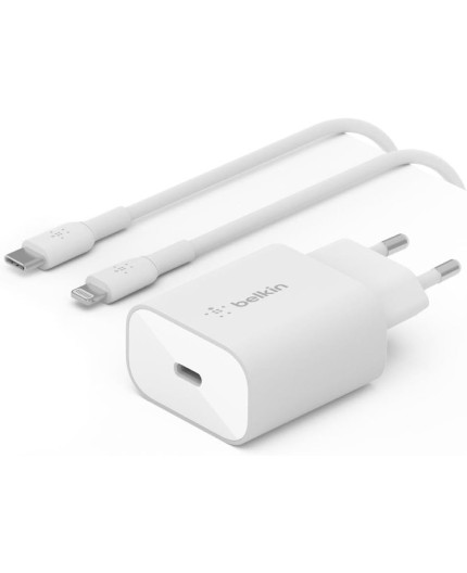 Belkin Chargeur Boost Charge USB-C (25 W) + Câble USB-C Lightning - Blanc