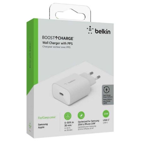 Belkin Chargeur Boost Charge USB-C (25 W) - Blanc