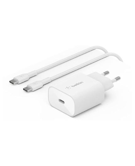Belkin Chargeur Boost Charge USB-C (25 W) + Câble USB-C - Blanc