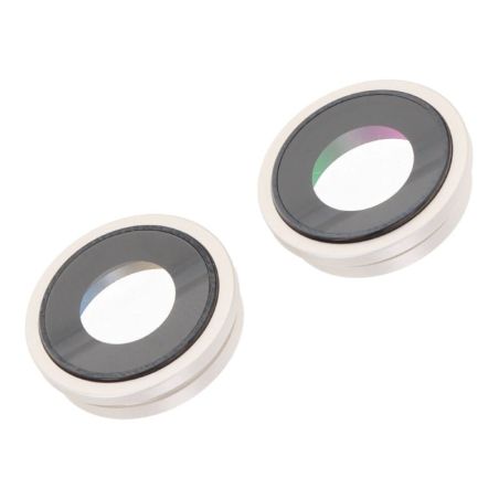Lentille caméra arrière avec contour iPhone 14 et 14 Plus - Blanc