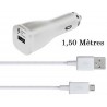 Chargeur Voiture Complet Samsung Origine - Blanc | Câble Inclus (1.5 mètre)
