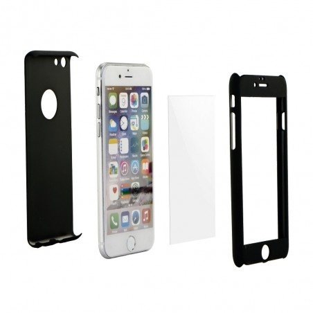 Étui 360 Full Body et Verre Trempé pour iPhone 5 et 5S - Noir