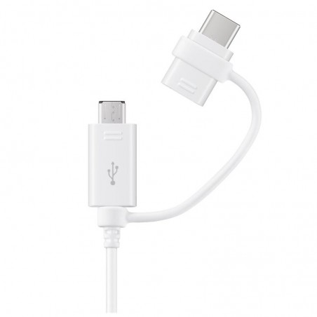 Câble 2 en 1 Micro USB/Type C Original de Chargement Rapide EP-DG930DWE Samsung - Blanc