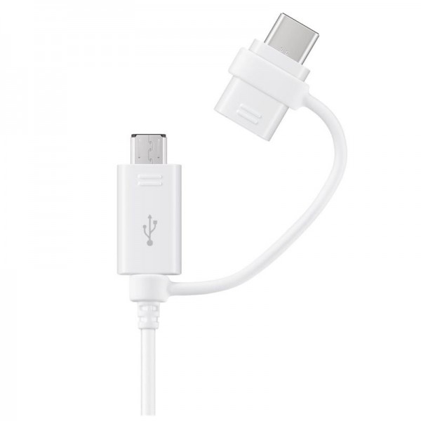 Câble 2 en 1 Micro USB/Type C Original de Chargement Rapide EP-DG930DWE Samsung - Blanc
