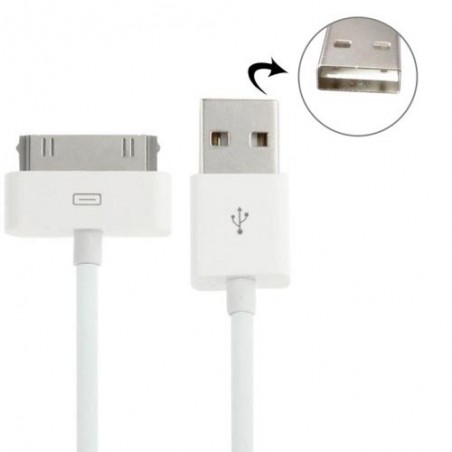 Câble USB de Chargement et Synchronisation iPhone 3G/3GS/4G/4S/Ipad/Ipod - Blanc (1 M)