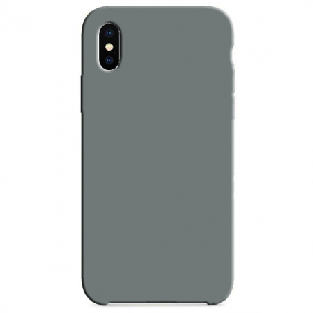 Coque Silicone Gomme intérieur façon velours iPhone X et XS - Gris