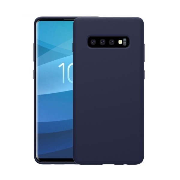 Coque Silicone Gomme Intérieur Façon Velours Samsung Galaxy S10 Plus (G975F) - Bleu Nuit