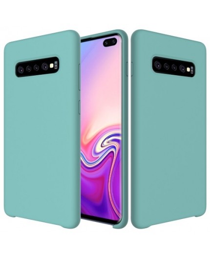 Coque Silicone Gomme Intérieur Façon Velours Samsung Galaxy S10 (G973F) - Bleu Méditerranée
