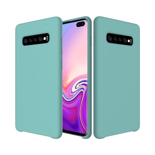 Coque Silicone Gomme Intérieur Façon Velours Samsung Galaxy S10 (G973F) - Bleu Méditerranée