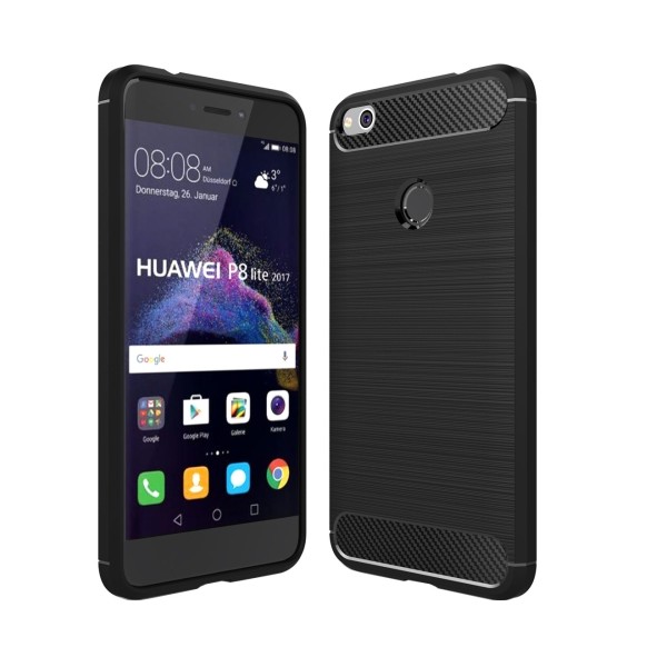 Coque en Fibre de Carbone Huawei P8 Lite (2017) et P9 Lite (2017) - Noir