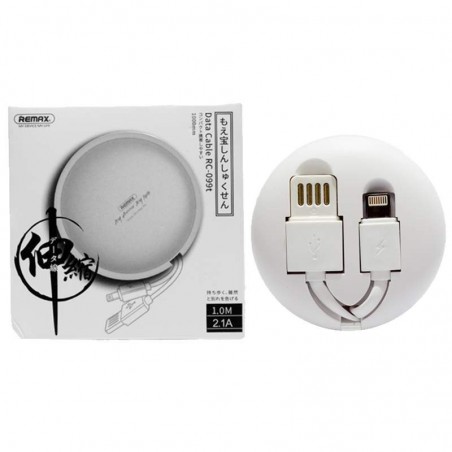 Câble USB/Lightning Rétractable 2 en 1 REMAX Cutebaby RC-099T - Blanc