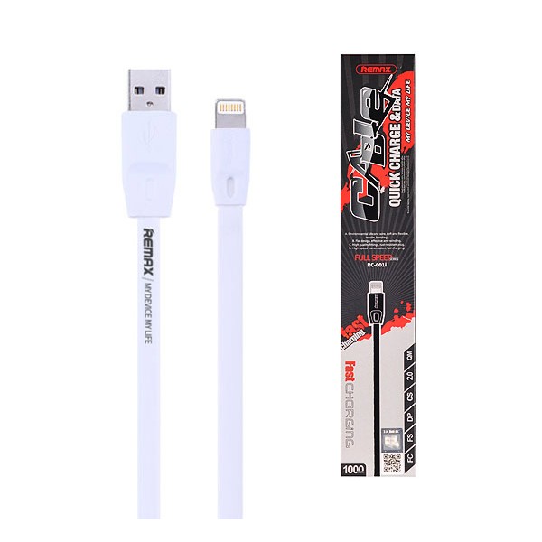Câble Lightning REMAX RC-001i Full Speed (Charge Rapide) 1 Métre - Blanc