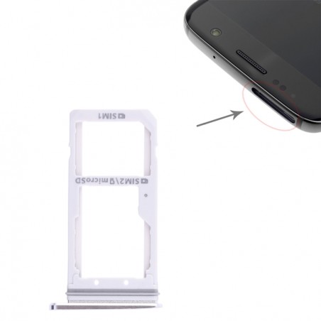 Tiroir SimSD (Double Sim) Samsung Galaxy S7 (G930F) - Blanc