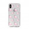 Coque Souple Flaments Roses iPhone X et XS - Transparent