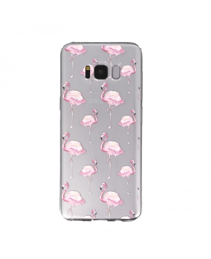 Coque Souple Flaments Roses Samsung Galaxy S8 - Transparent