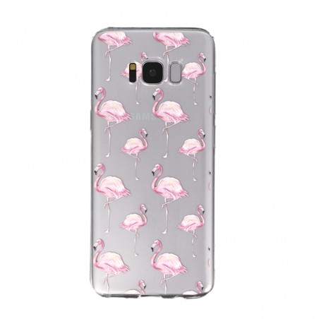Coque Souple Flaments Roses Samsung Galaxy S8 - Transparent