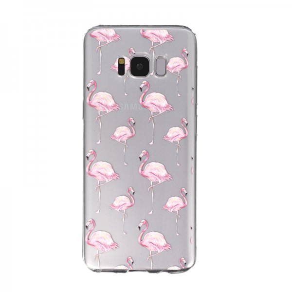 Coque Souple Flaments Roses Samsung Galaxy S8 - Transparent