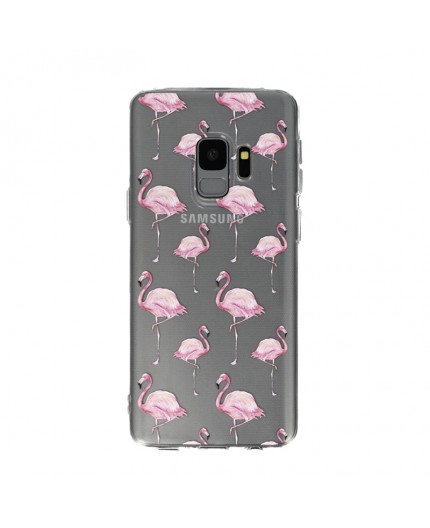 Coque Souple Flaments Roses Samsung Galaxy S9 - Transparent