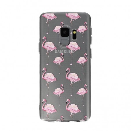 Coque Souple Flaments Roses Samsung Galaxy S9 - Transparent