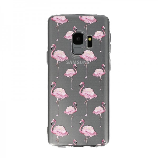 Coque Souple Flaments Roses Samsung Galaxy S9 - Transparent