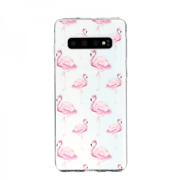 Coque Souple Flaments Roses Samsung Galaxy S10 - Transparent