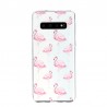 Coque Souple Flaments Roses Samsung Galaxy S10 - Transparent