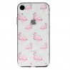 Coque Souple Flaments Roses iPhone XR - Transparent