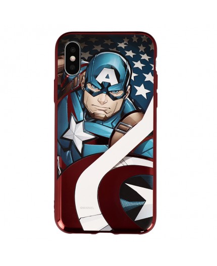 Coque Luxe iPhone X et XS Marvel Capitain America - Rouge