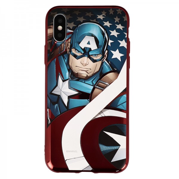 Coque Luxe iPhone X et XS Marvel Capitain America - Rouge