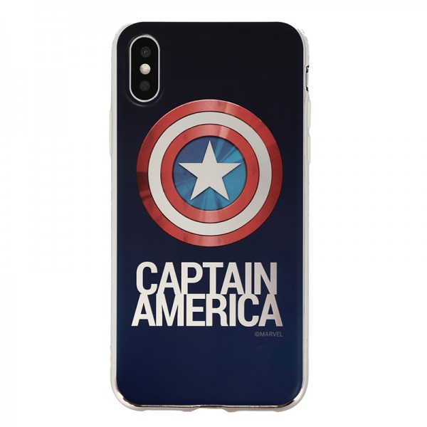 Coque Luxe iPhone X et XS Marvel Capitain America - Argent