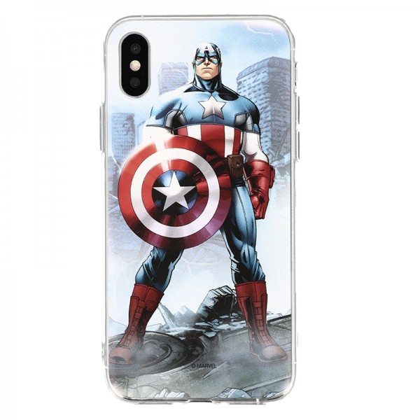 Coque iPhone X et XS Marvel Capitain America - Bleu