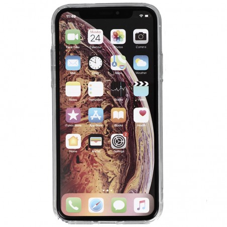 Coque liquide Paillettes Flaments Roses iPhone X et XS - Argent