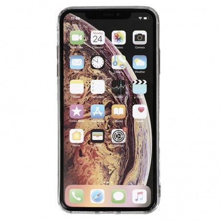 Coque liquide Paillettes Flaments Roses iPhone XS Max - Argent