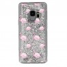 Coque liquide Paillettes Flaments Roses Samsung Galaxy S9 - Argent