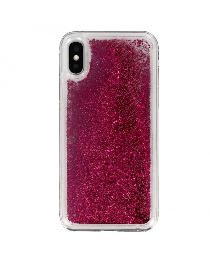 Coque Liquide Paillettes pour iPhone X et XS - Fushia