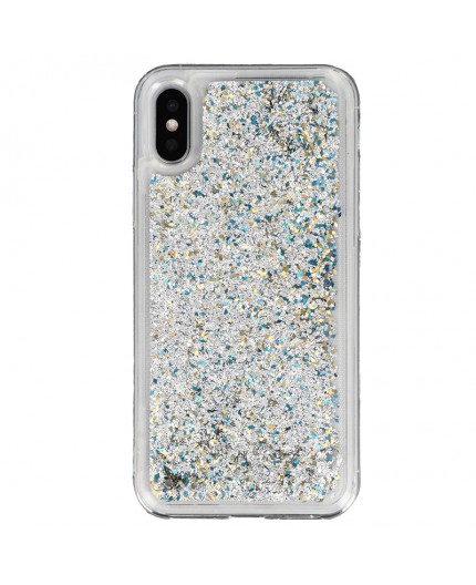 Coque Liquide Paillettes pour iPhone X et XS - Argent