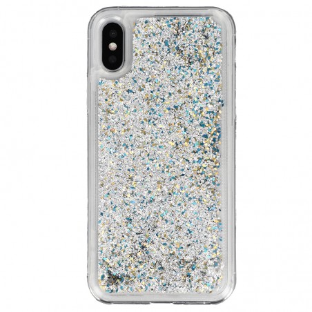 Coque Liquide Paillettes pour iPhone X et XS - Argent