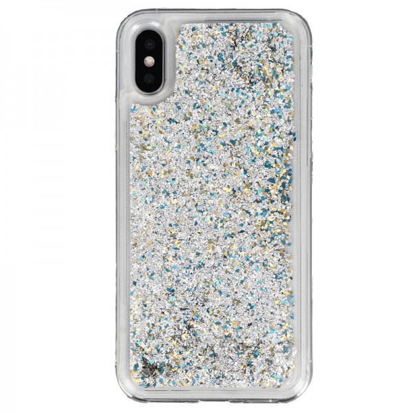 Coque Liquide Paillettes pour iPhone X et XS - Argent