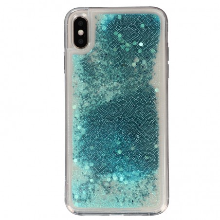 Coque Liquide Paillettes pour iPhone XS Max - Bleu