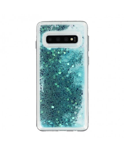 Coque Liquide Paillettes pour Samsung Galaxy S10 (G973F) - Bleu