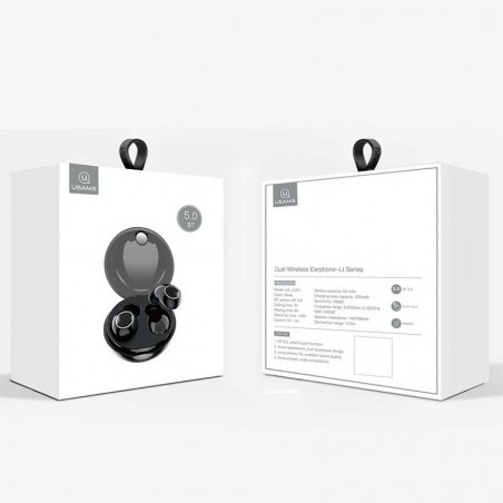 Écouteurs Bluetooth 5.0 sans fil (IOS et Android) Usams US-LI001 - Noir