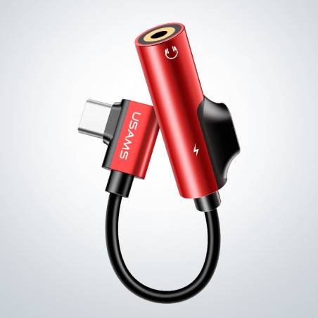 Adaptateur (Charge Type C/Audio Type C/Jack) Usams - Noir/Rouge