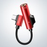 Adaptateur (Charge Type C/Audio Type C/Jack) Usams - Noir/Rouge
