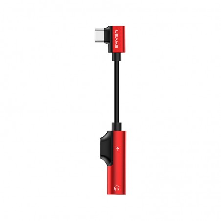 Adaptateur (Charge Type C/Audio Type C/Jack) Usams - Noir/Rouge