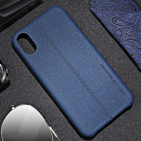 Coque de Protection style Cuir Usams pour iPhone X/Xs - Bleu