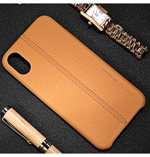 Coque de Protection style Cuir Usams pour iPhone X/Xs - Marron clair