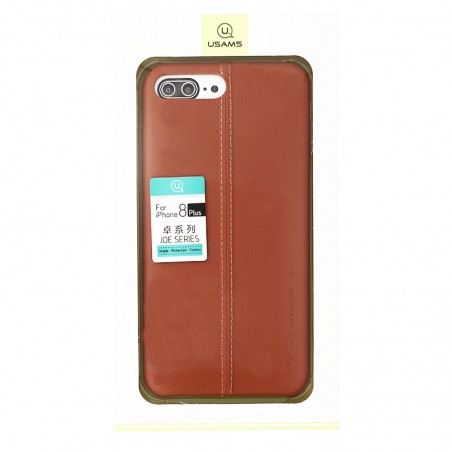 Coque de Protection style Cuir Usams pour iPhone 7 Plus et 8 Plus  - Marron